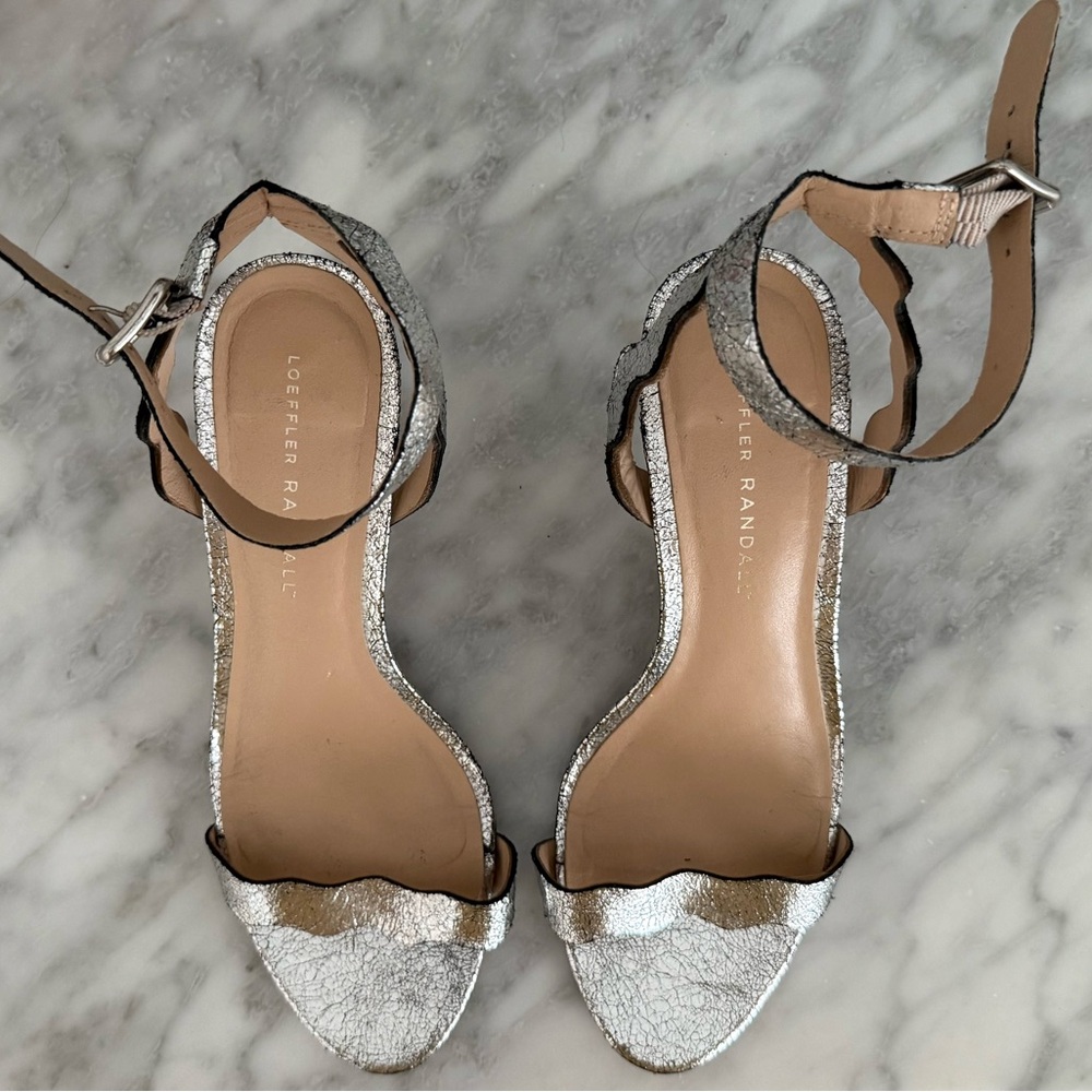 Loeffler Randall Amelia Metallic Silver Women's Sandals, Size 8.5.